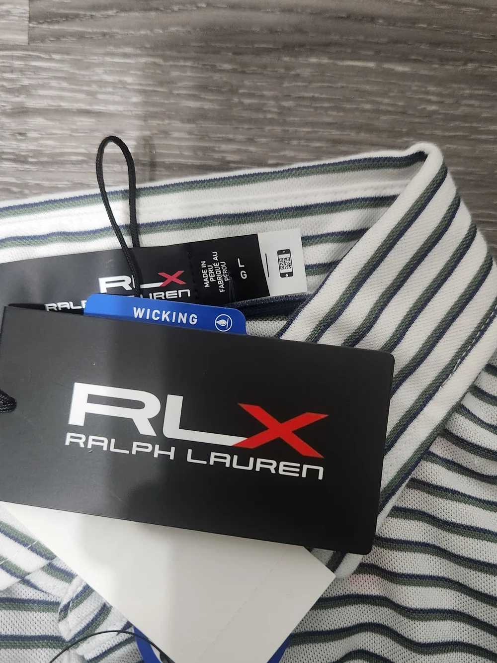 Ralph Lauren White and Navy Thin-Stripe Polo Shirt